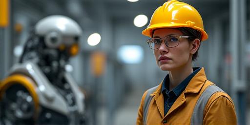 Manufacturing AI robotics engineer discussing automation breakthroughs